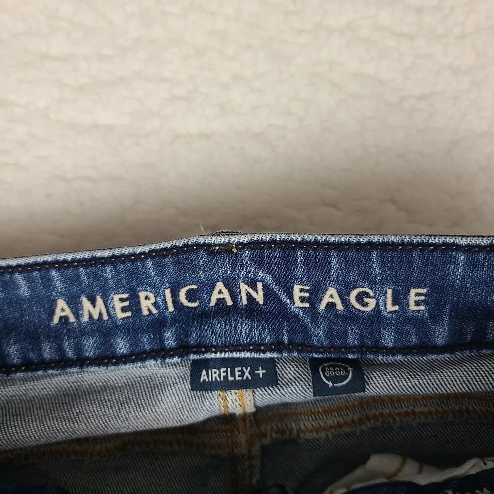 American Eagle Jeans Mens 28x34 Blue Airflex + Relaxed Straight‎ Dark Wash Denim